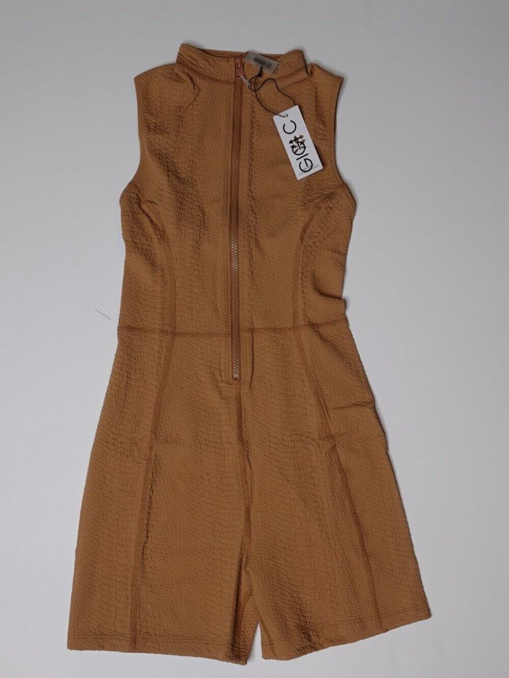 GIGI C Keelan Romper Snake Skin Textured in Camel Sporty Summer Active Women's